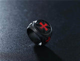 Knights Templar Ring Black Cross
