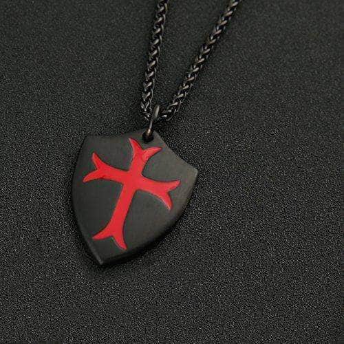 MENDEL Knights Templar Necklace – Masonic Shield Cross Pendant, Stainless Steel Men