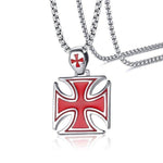 Knights Templar Necklace Maltese Cross Red