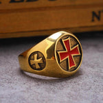 Knights Templar Ring Red Gold