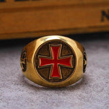 Knights Templar Ring Golden Crosses