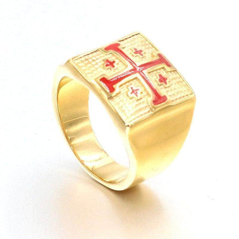 Gold Jerusalem Cross Ring | Templar Cross