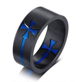Knights Templar Ring Blue Militia Cross
