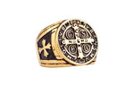 Knights Templar Ring Saint Benedict Golden