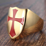 Knights Templar Ring Red Cross Gold
