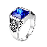 Masonic Ring Blue Gemstone Silver