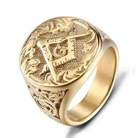 Initiatic Order Rings Mens Gold Masonic Ring | Templar Cross